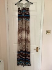 Beautiful maxi dress size brown, beige & blue size lace detail size medium
