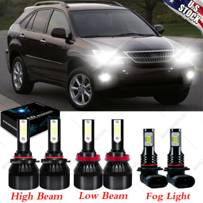 For Lexus RX350 2007 2008 2009 6pc LED Headlight High/Low Beam +