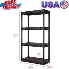 Plastic Garage Shelves Storage Organizer 4-Tier Shelf Heavy Duty Shelving Unit