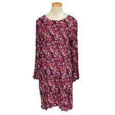 GAP Floral Dress Women's L Large Red Orange NWT Long Sleeve Midi