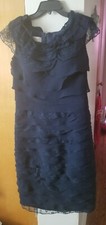 Women's SZ 12 JJ's House Navy Blue Chiffon Lace Dress NeW