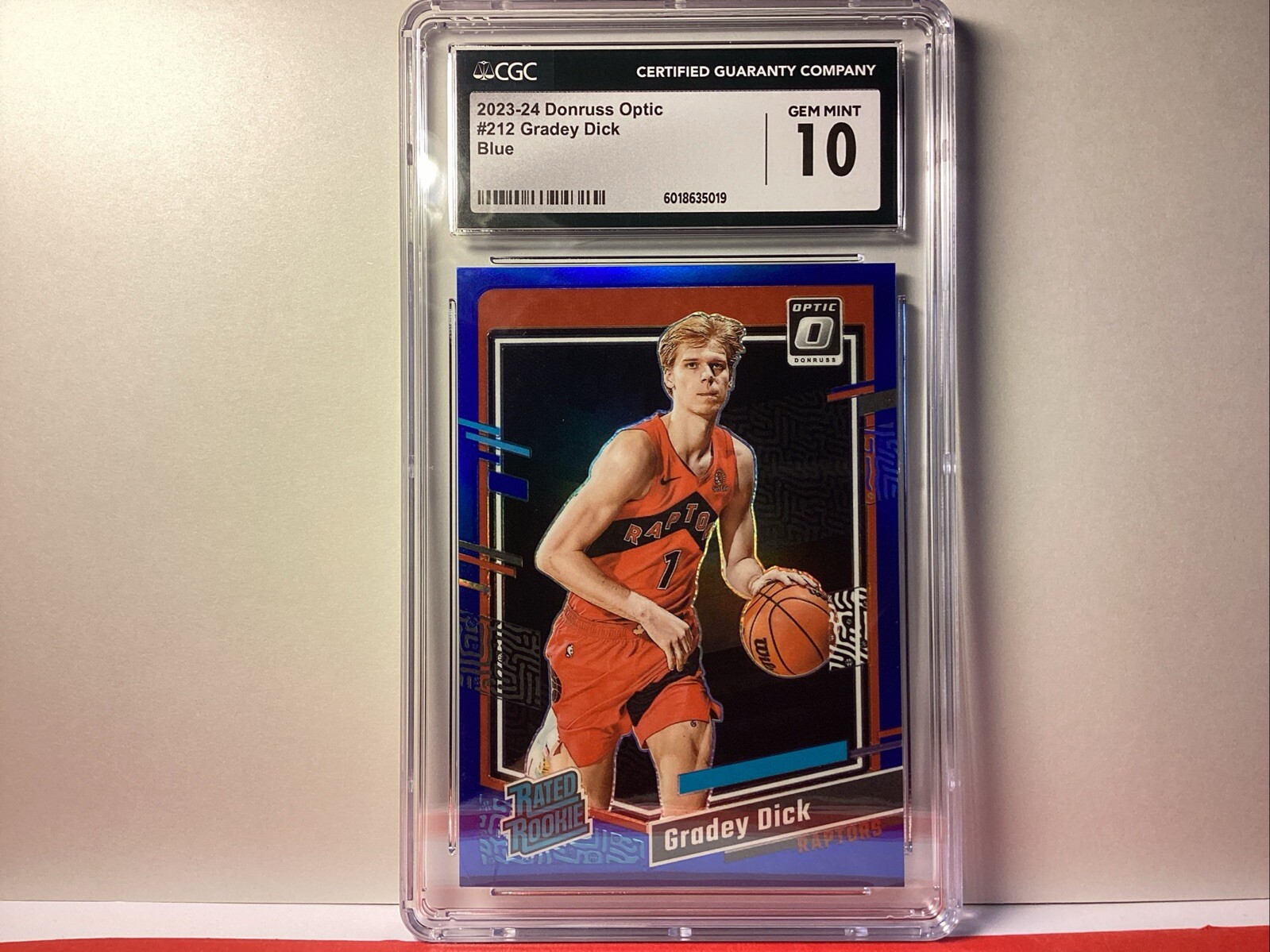 2023-24 Donruss Optic Gradey Dick #212 Blue Prizm /49 Rated Rookie Gem Mint 10