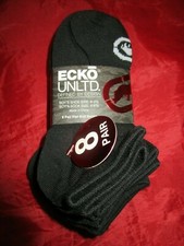 8 Pair Ecko Unltd Boys Low Cut No Show Flat Knit Socks 9-2.5 Black