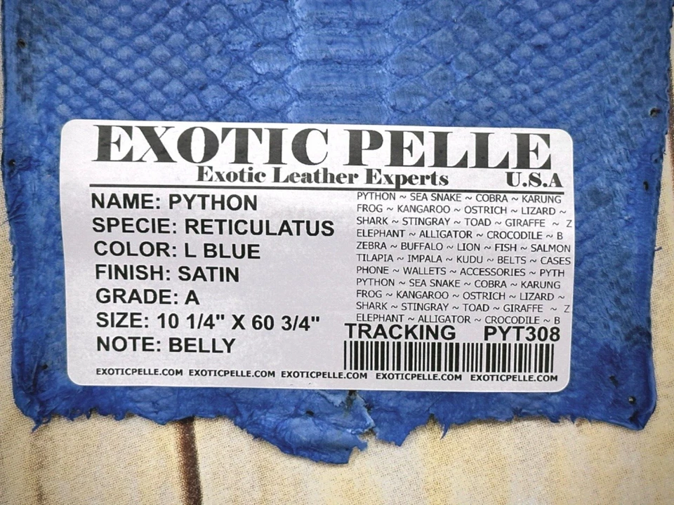 Azul XL Genuino Pitón Piel de Serpiente Cuero Piel Real Piel de Serpiente Sonajero Boa 308 Foto 4 de 4