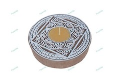 Handcrafted Wooden  Diya Block Print Candle Holders for Diwali Decroations
