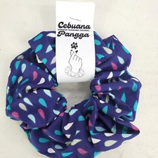 Handmade Women's Scrunchies size XL Purple Cotton Colorful Raindrops Print New