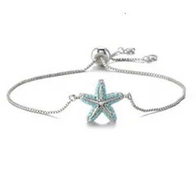 Starfish Charm Bracelet Blue Zirconia Bangles Gold Silver Color Chain Bracelets