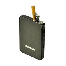 FOCUS ULTRA THIN Automatic Cigarette Case Dispenser with Built in Torch Lighter