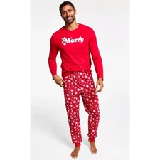 FAMILY PAJAMAS Matching Men’s Merry Snowflake Mix It Family Pajama Set M