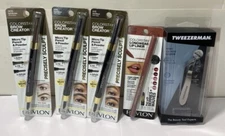 Mixed Lot 5: Revlon ColorStay Brow, Lips + Professional TWEEZERMAN Tweezers -NEW