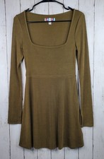 Urban Outfitters Stefani Square Neck Long Sleeve Mini Dress Women's Medium Olive