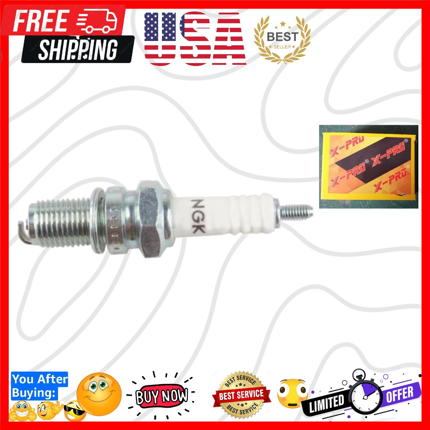 NGK C7HSA Spark Plug for 50cc 70 cc 90cc 110 cc 125cc 150 cc ATV Dirt Bike Go...
