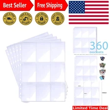 360 Pockets Binder Sleeves Double-Sided 9 Pocket Trading Pages for 3 Ring Bin...