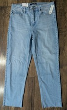 Calvin Klein Vintage Straight Light Denim Wash Jeans Raw Hemline Size 10 NWT
