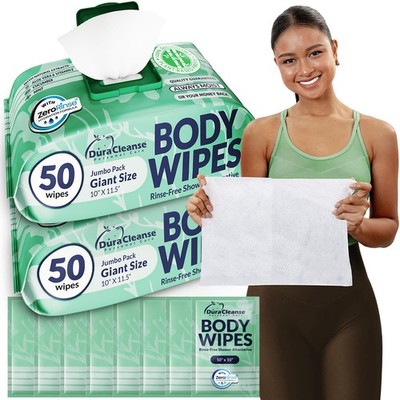 Body Wipes for Women, Extra Moist No Rinse Bathing Wipes (2pk), 100 XL Shower...