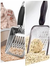 2PCS Stainless Steel Cat Litter Scoop,Metal Cat Litter Scoop,Kitty Metal Scooper