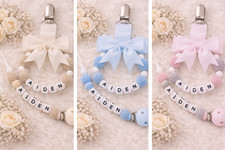 Personalised Dummy Clip Baby pram charm gift set