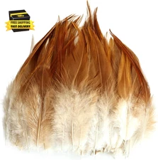 120Pcs 5-7" Natural Feathers for Crafts，Saddle Hackle Feather，Rooster Feathers B