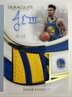 2018-19 Panini Immaculate Jacob Evans III Rookie Jumbo Patch Auto Autograph #/50