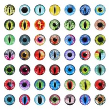 100Pcs 6mm Glass Dragon Eyes Flatback Doll Eyes, Red Green Purple Mixed