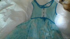 PRETTY Girls Sz 8 Sundress Teal/Blue/Green/White Jona Michelle Multi-Pttn Ruffle