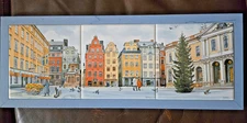 3 Framed  Bergquist Imports Swedish Gamla Stan Stockholm Sweden 19.5x7.5