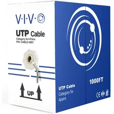 VIVO 1,000ft bulk Cat5e LAN Ethernet Cable Wire UTP Pull Box 1000 ft Cat-5e Grey