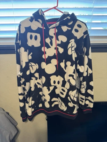 OFF WHITE Disney Parks Autentico Topolino Ricambi Pullover Felpa con Cappuccio in Pile M