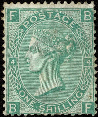 #ad GB Stamp SG117 1 green Victoria 1867 BF plate 4 spray of rose mounted mint. GBP 85.00