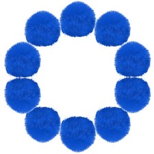 3.5 Inch Faux Fur Pom Pom Balls, 10 Pcs Sapphire Blue Faux Fur Pom Poms for Hats