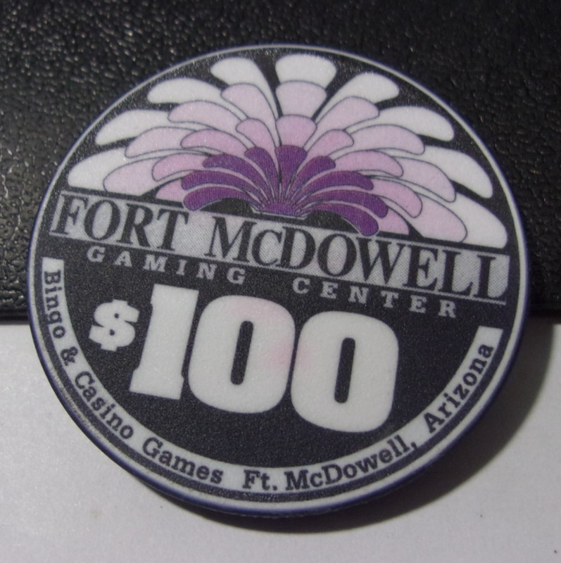FORT McDOWELL CASINO $100 gaming poker chip - Ft. McDowell, AZ *SAMPLE*