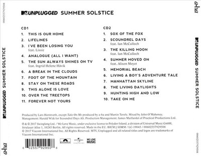 A-HA - MTV UNPLUGGED: SUMMER SOLSTICE NEW CD