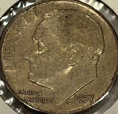 +1957 P Roosevelt Dime 90% Silver **Free Shipping**