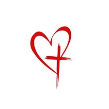 Love Cross Car Decal, 6.3'' x 4.13'' Heart Religious Vehicle Charm Sticker
