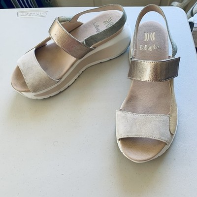 Callaghan Fishing Cream Berta Sandals Tear Leather Suede Size 7,5M EUR 38