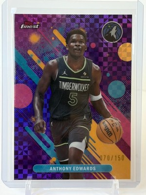 Anthony Edwards 2025-26 Topps Finest Common #63 Purple X-Fractor /150 Wolves