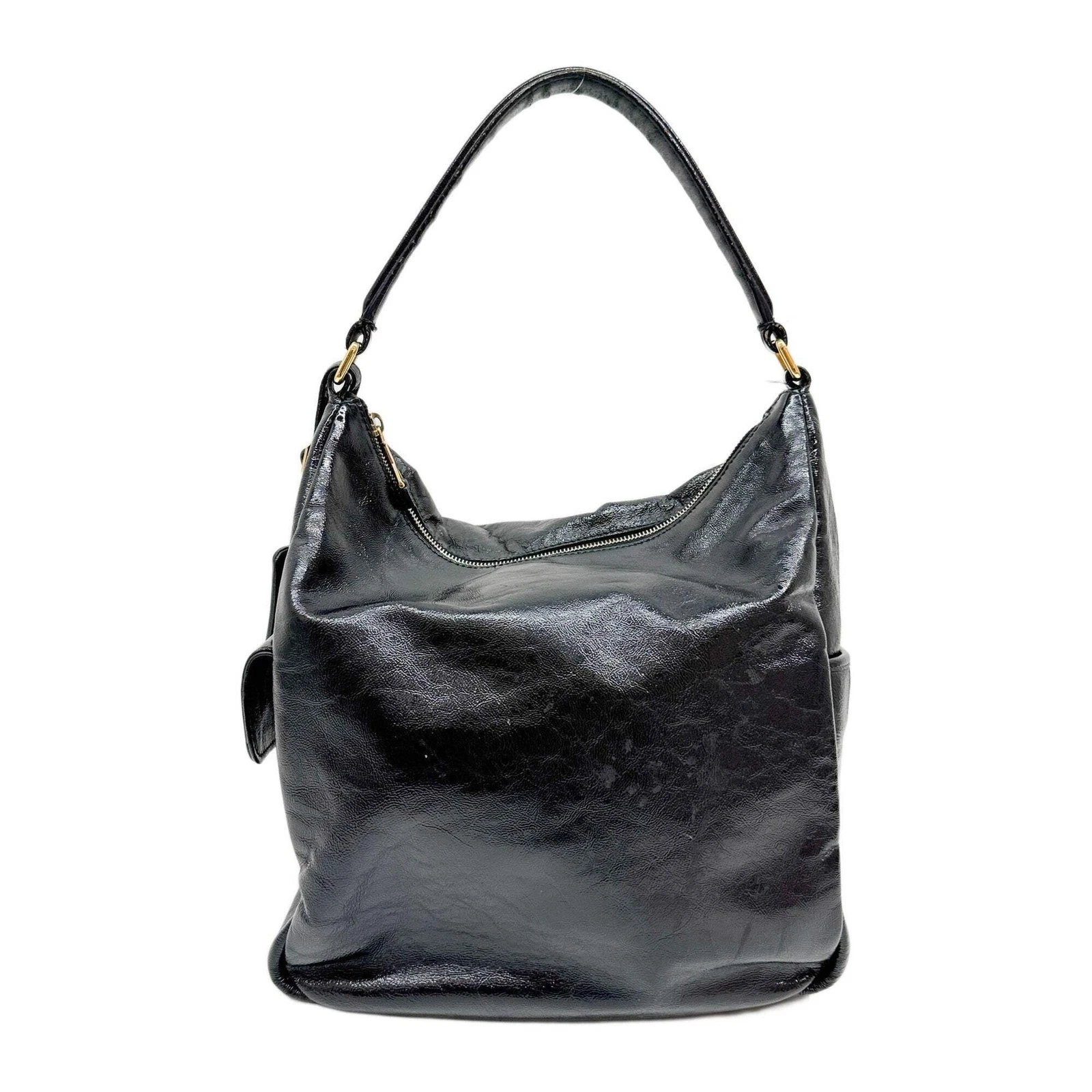 Saint Laurent — SAINT LAURENT Black Leather Hobo Shoulder Bag