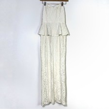 XSCAPE WOMEN'S COTTON BLEND STRAPLESS PEPLUM DRESS, IVORY, 4 NWT