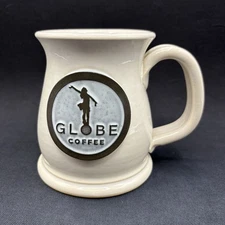 Sunset Hill Stoneware Large Ceramic Mug “Globe Coffee” Design Made In Usa
