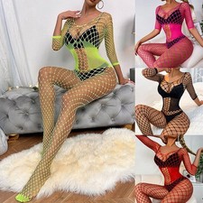 Women Lingerie Fishnet Body Stocking Dress Babydoll Sleepwear Bodysuit Underwear