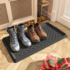 Heavy Duty Rubber Boot Tray with Lip Waterproof Shoe Mat 16x27 5 Inches
