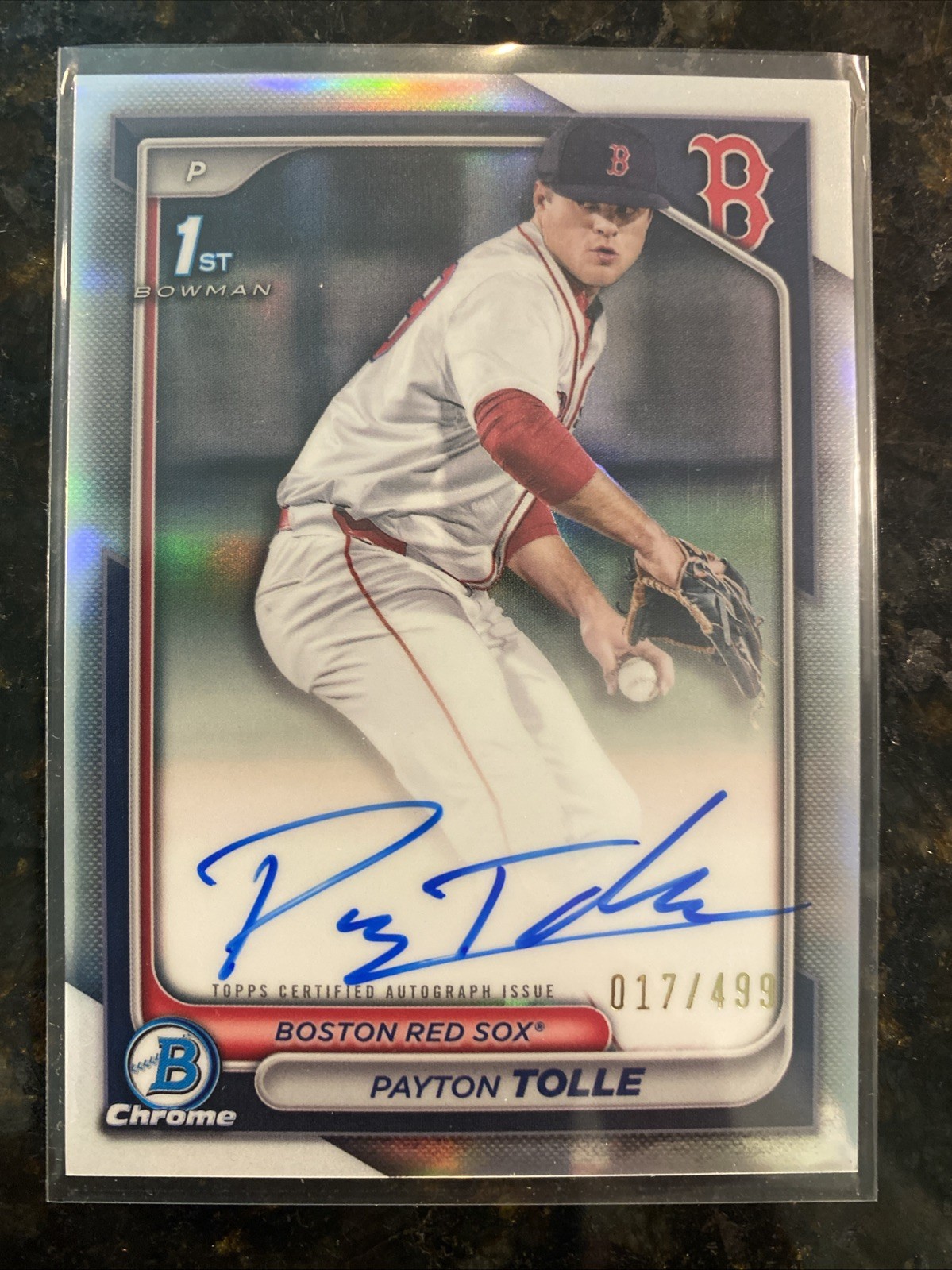 2024 1st Bowman Chrome Payton Tolle #CPA-PT Refractor 17/499 Auto RC Red Sox