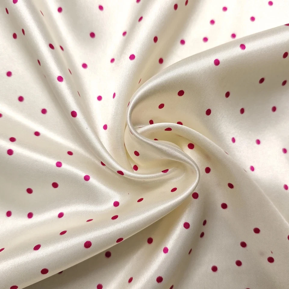 Tela satinada sedosa 58" de ancho por yarda Charmeuse material satinado pequeños lunares Foto 2 de 4