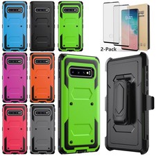 For Samsung Galaxy S10 Plus S10 S10e Case Heavy Duty Cover Clip / Tempered Glass