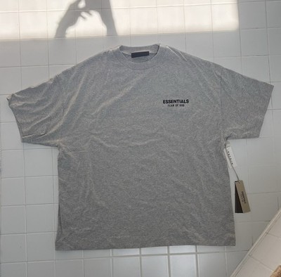 Essentials Fear of God ESSENTIALS Men's Gray Logo T-Shirt M Crew Double-Sided