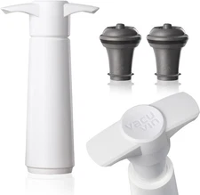 Vacu Vin Original Wine Saver with 2 Vacuum Bottle Stoppers 2 Stoppers, White 