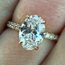 Goldsmiths 18ct Yellow Gold Lab Grown Oval Diamond Ring 1.70ctw O IGI