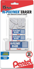 Hi-Polymer Eraser White Assorted Pack, 15 Pack