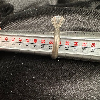 Silver Tone Round Crystal Solitaire Ring - image 2