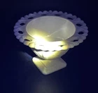 Vintage Milk Glass Open Lace Pedestal Compote 3”x5” Faint UV Glow Grapes